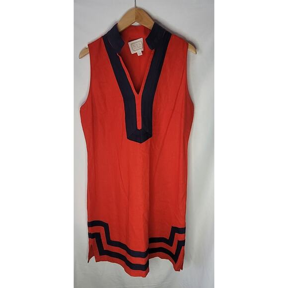 Sail to Sable- Women's Red Sleeveless Classic Tunic- 55% Linen- size Large - Picture 1 of 8